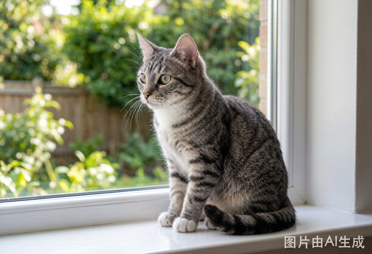 A cat watching the world from a windowsill